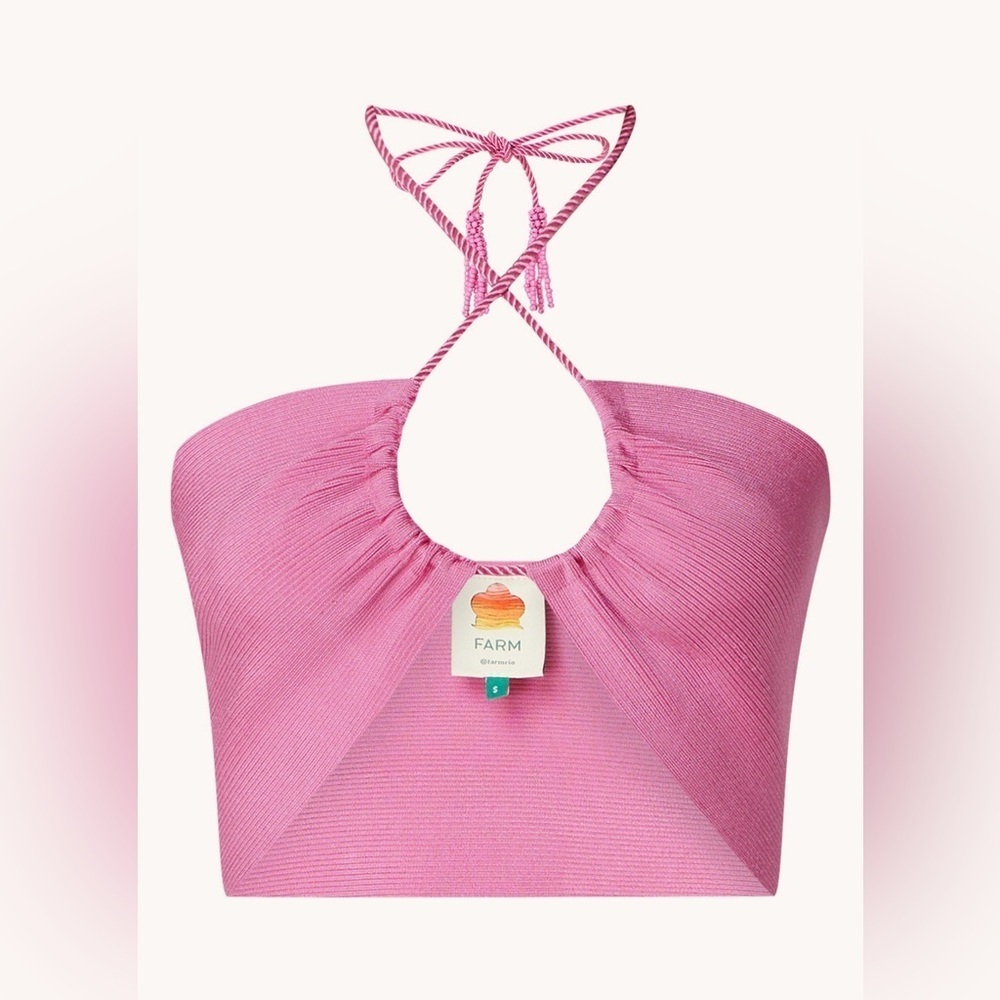 Farm Rio pink knit halter top size XL - Picture 2 of 10